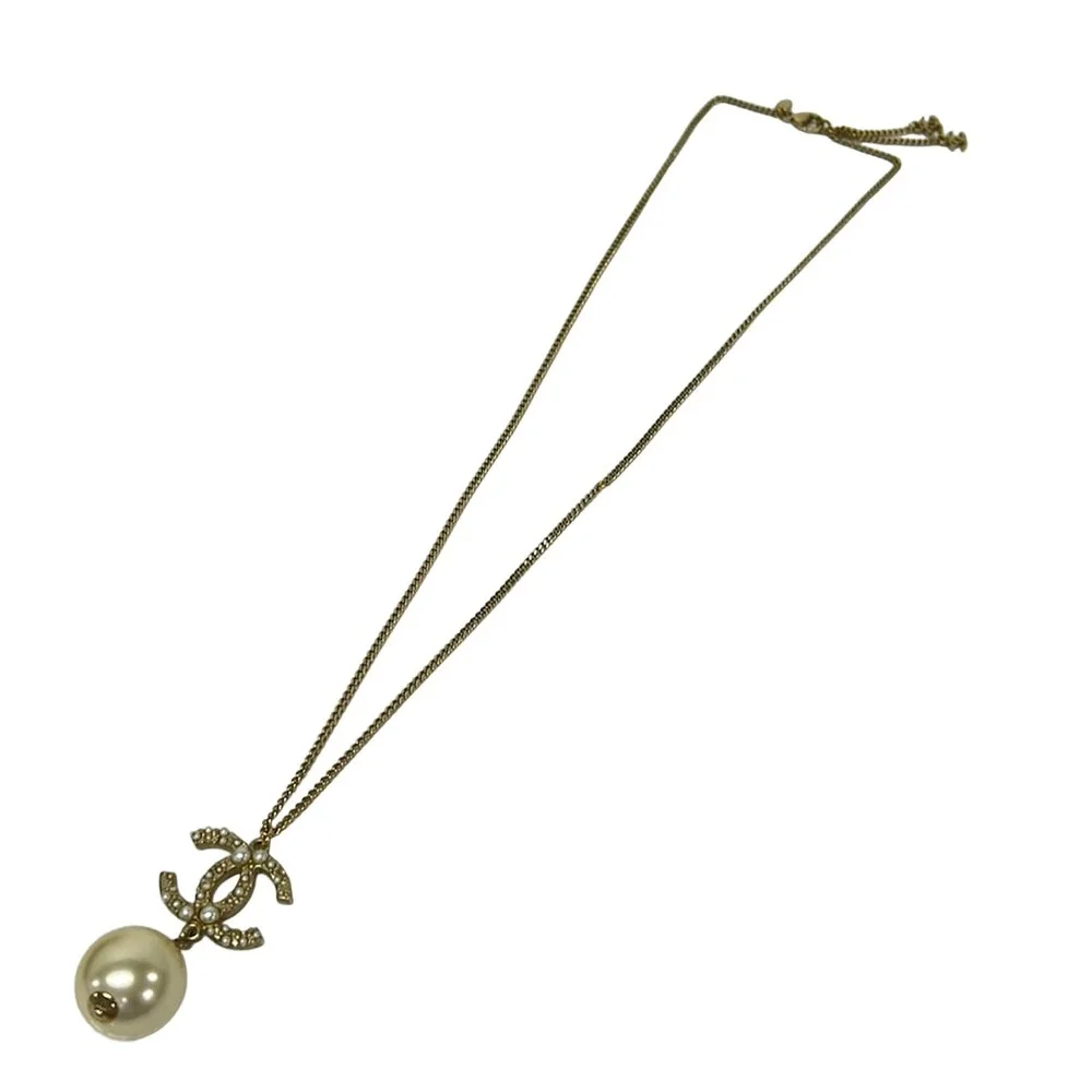 Chanel Necklace Gold Cream Hardware Faux Pearl